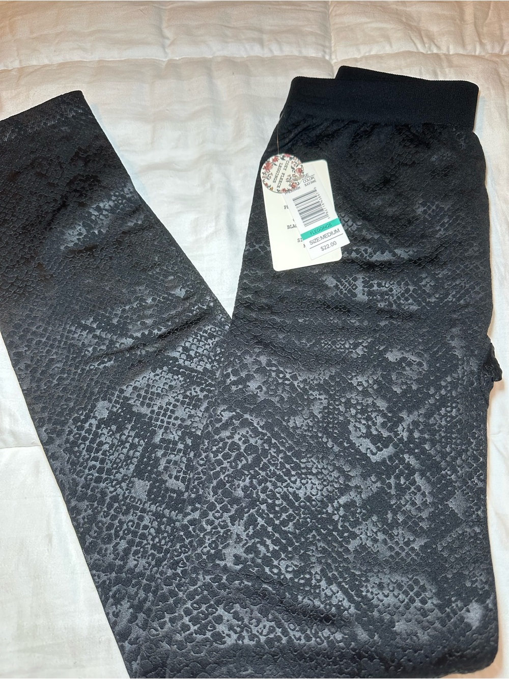 Black Snake-Print fleece Leggings NWT
